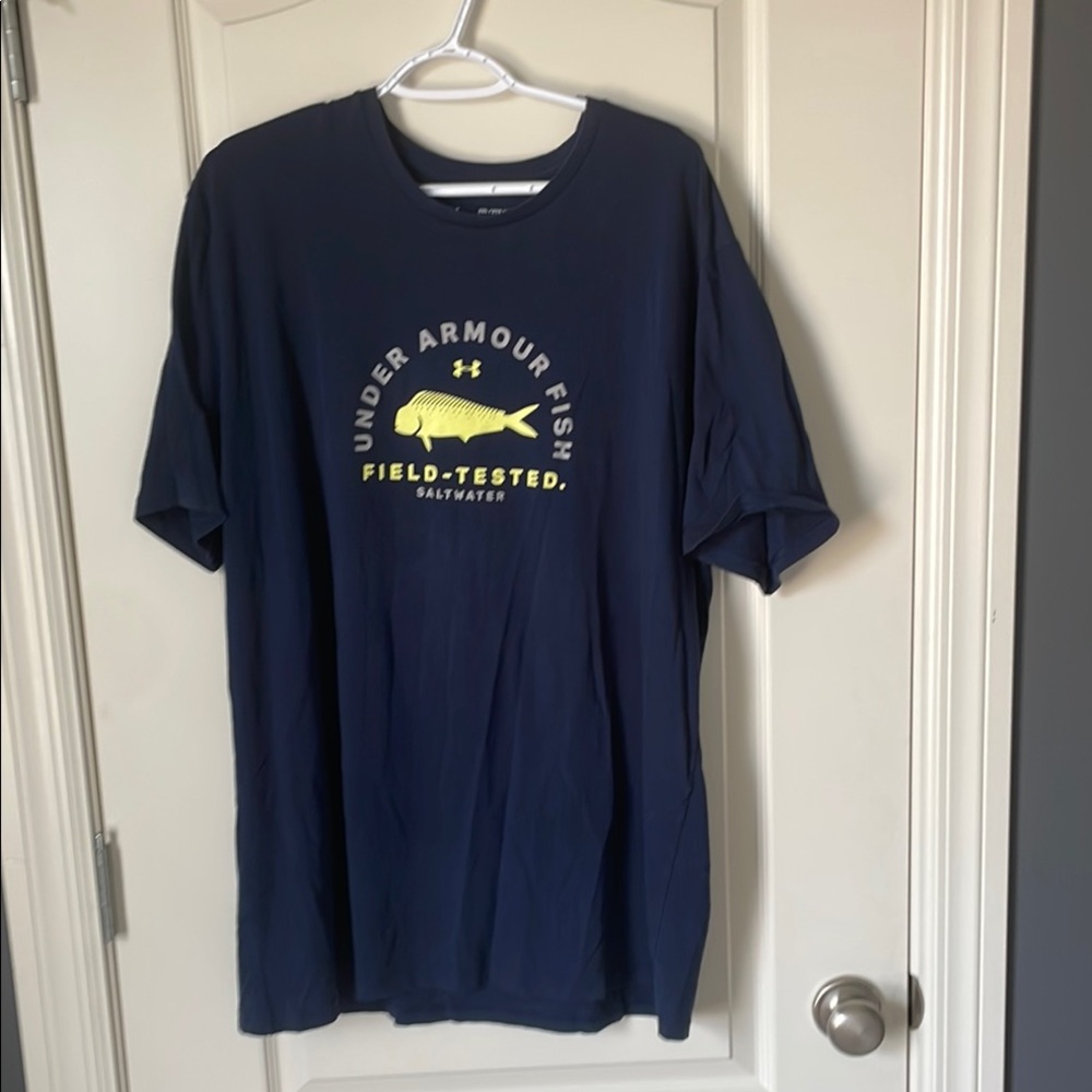 Under Armour Blue and Yellow Short Sleeve Tee